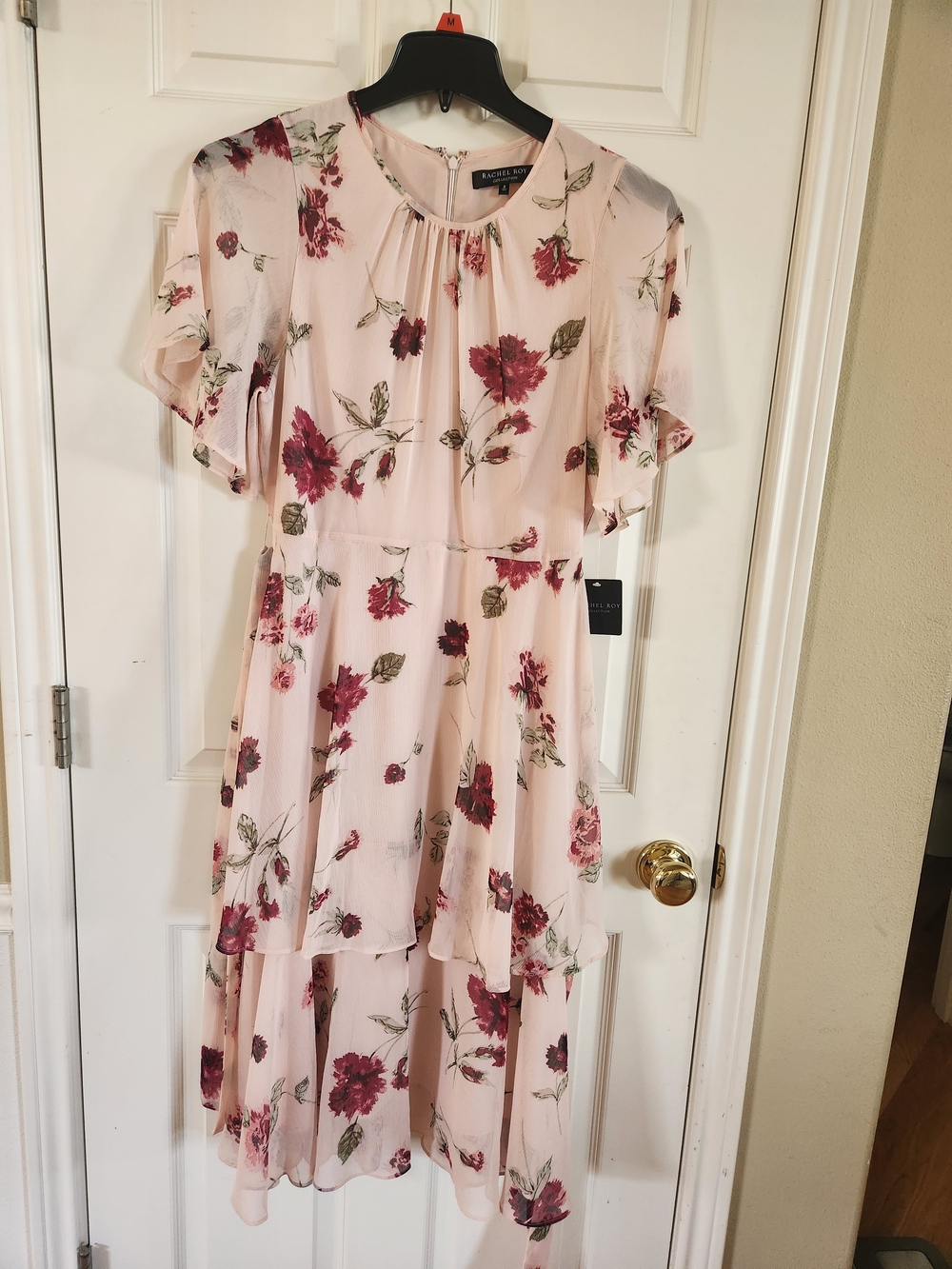 RACHEL Rachel Roy Pink Floral Tiered Midi Dress